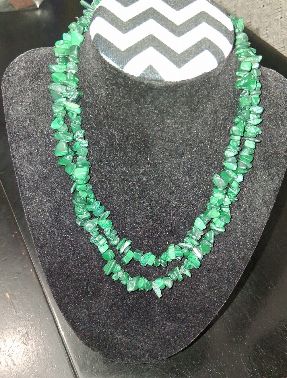 Vintage Hand Crafted Malachite Stone Necklace